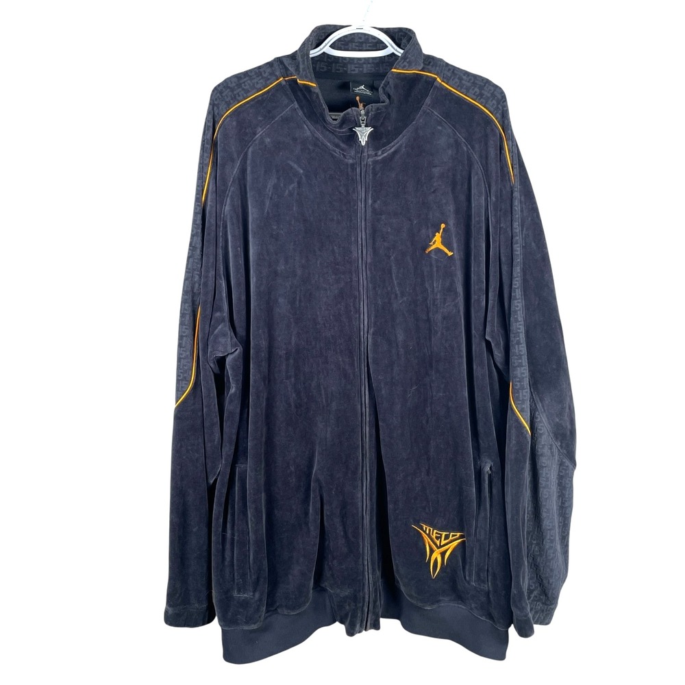 Nike Air Jordan Carmelo Anthony Velour Jacket‎ Mens 2XL Gray Full Zip Stretch